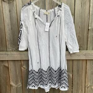 Love Sam Caftan Swim Cover Embroidered Size Small NWT Cotton Mesh